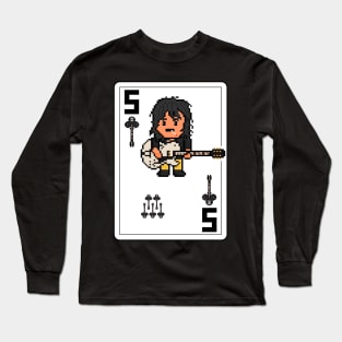 Pixelrockstars Five of Clubs Playing Card Long Sleeve T-Shirt